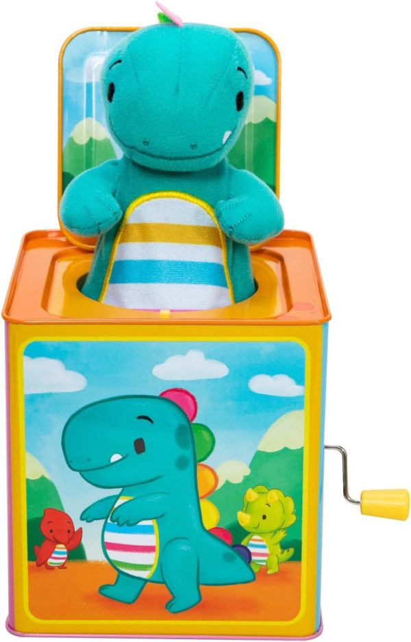 Schylling Brand Baby Dino Jack in The Box - Classic Tin Musical Popping Toy - Ages 18 Months to 4 Years