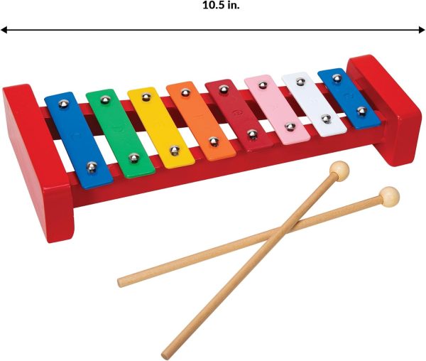 Schylling Wooden Xylophone - Colorful Kids Instrument - Includes Wooden Mallets and Embossed Metal Keys - Ages 3 and Up